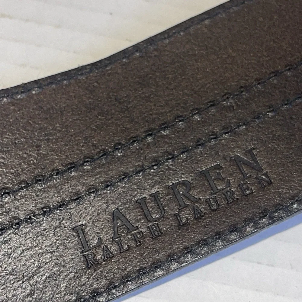 VTG  Ralph Lauren O Ring Leather Belt Women's  Brown Black Brass 9101446-0